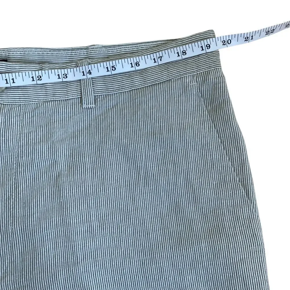Izod Mens Striped Linen Blend Flat Front Chino Shorts 9.5” Inseam NWT Sz 38